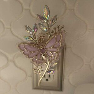 Pretty Lilac Purple Butterfly Wallflower Plug In w/Gems Bath & Body Works
